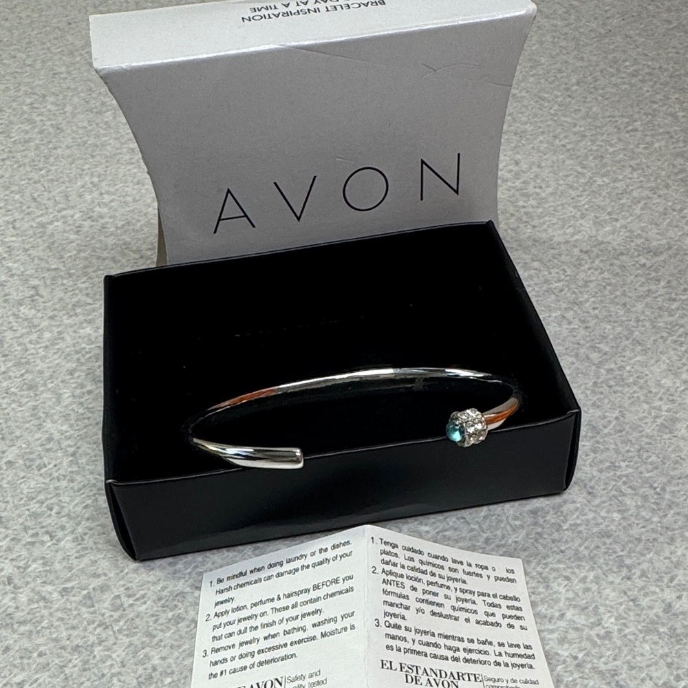 Avon Silver Bracelet with Teal Accent
